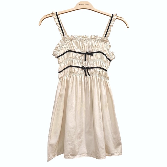 Zara Kids Contrast Piping Sleeveless Ruffle Bow Detail Girl's Dress - Picture 1 of 4